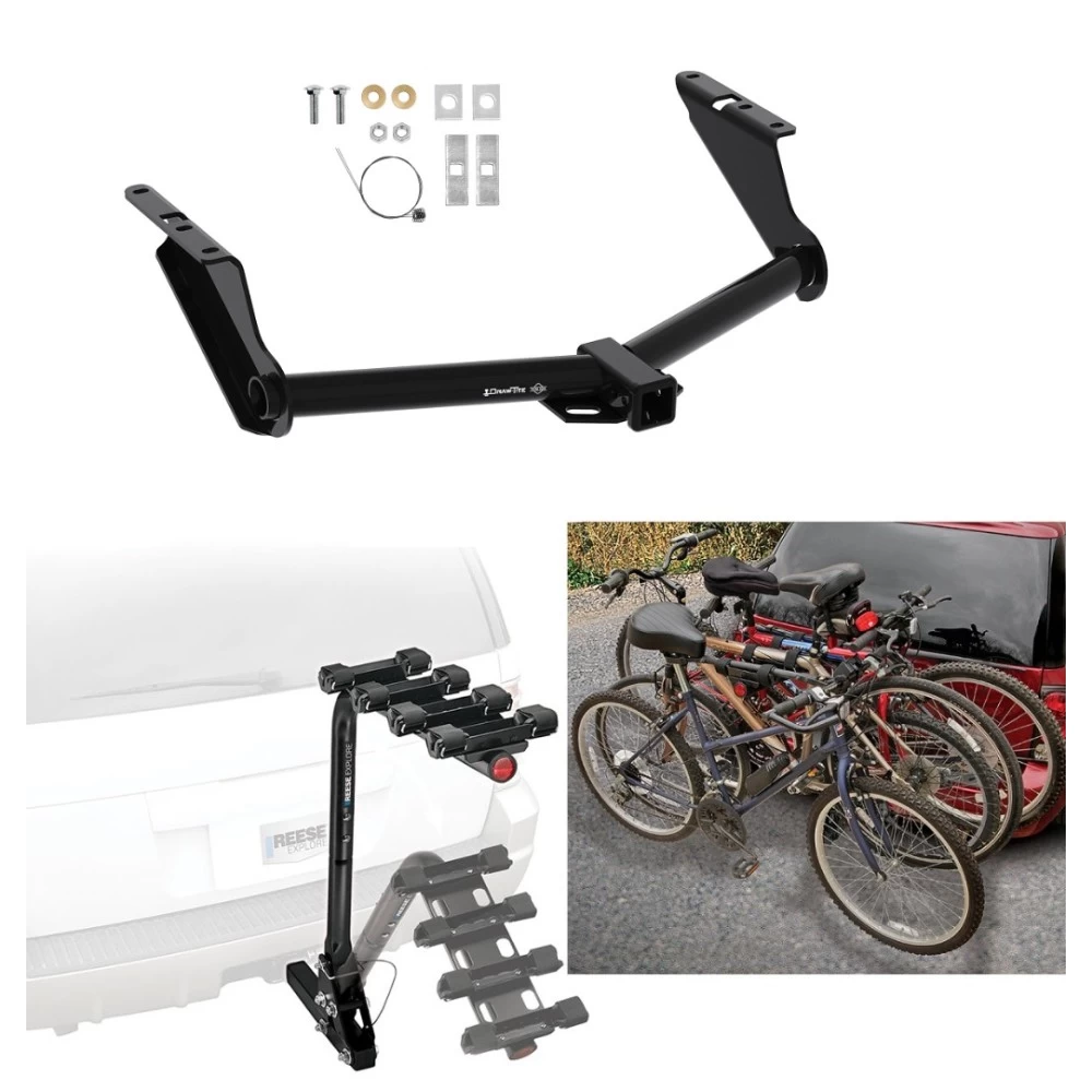 Trailer Hitch w/ 4 Bike Rack For 20-27 Jeep Gladiator Except Rubicon Approved for Recreational & Offroad Use Carrier for Adult Woman or Child Bicycles Foldable