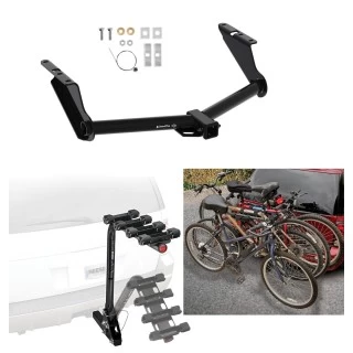 Trailer Hitch w/ 4 Bike Rack For 20-27 Jeep Gladiator Except Rubicon Approved for Recreational & Offroad Use Carrier for Adult Woman or Child Bicycles Foldable