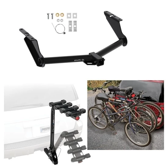 Trailer Hitch w/ 4 Bike Rack For 20-27 Jeep Gladiator Except Rubicon Approved for Recreational & Offroad Use Carrier for Adult Woman or Child Bicycles Foldable