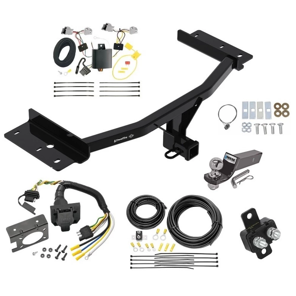 Trailer Hitch Tow Package w/ 7-Way RV Wiring For 20-23 Ford Explorer w/ 2" Drop Mount 2" Ball Class 4 2" Receiver All Models