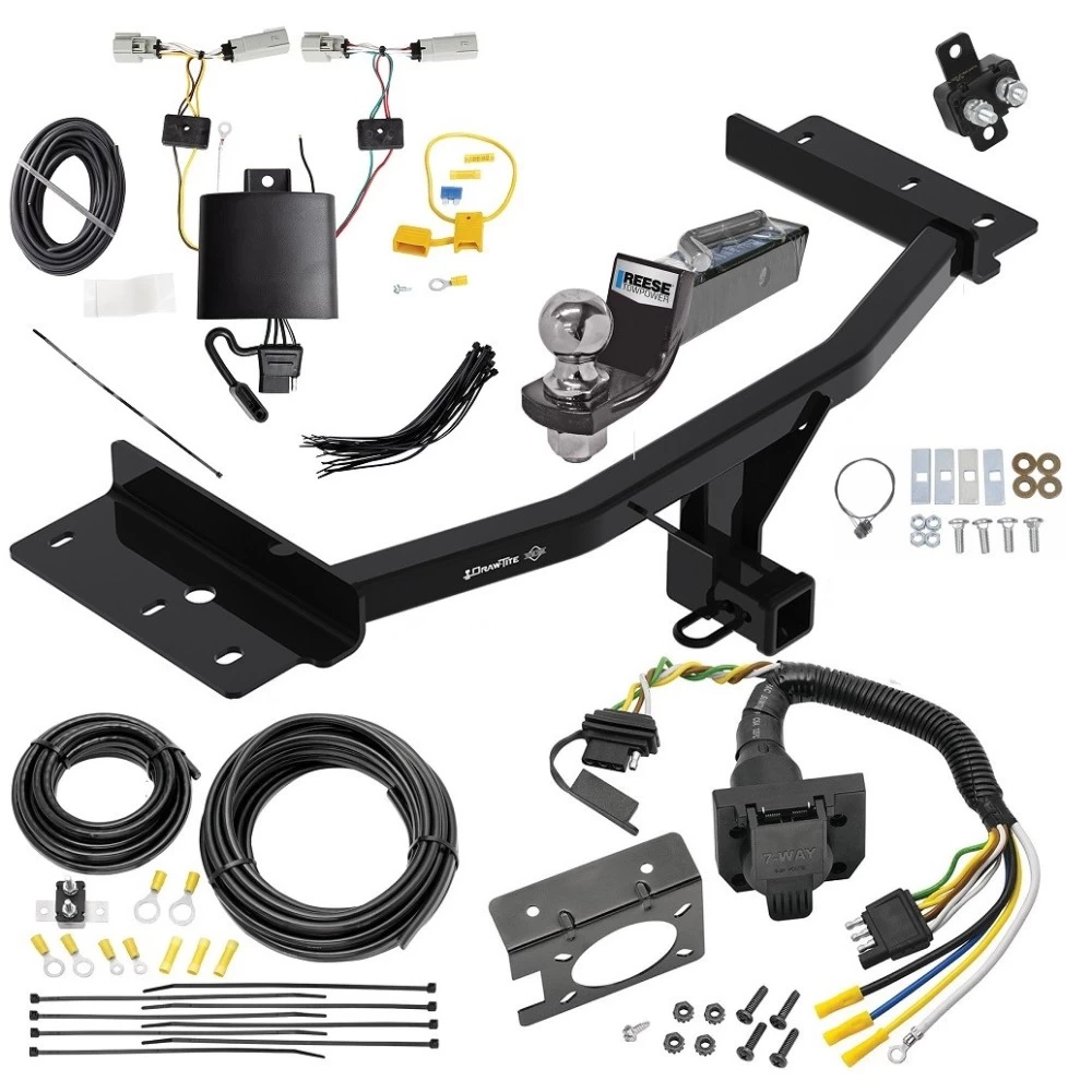 Trailer Hitch Tow Package w/ 7-Way RV Wiring For 20-27 Lincoln Aviator All Models w/ 2" Drop Mount 2" Ball Class 4 2" Receiver