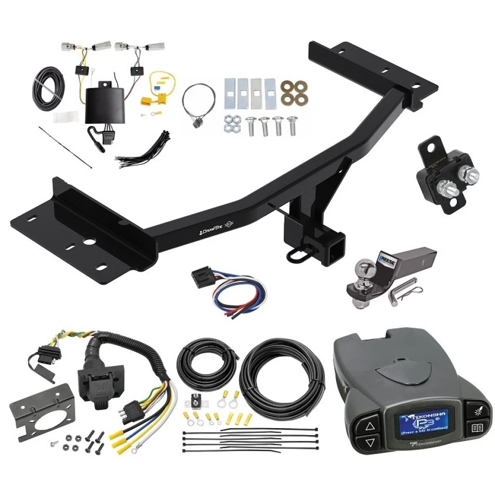 Trailer Hitch Tow Package Prodigy P3 Brake Control For 20-27 Lincoln Aviator All Models w/ 7-Way RV Wiring 2" Drop Mount 2" Ball Class 4 2" Receiver Draw-Tite Tekonsha