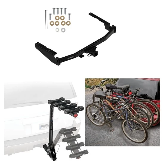 Trailer Hitch w/ 4 Bike Rack For 14-26 Toyota Highlander Except XSE 18-22 RX350L Approved for Recreational & Offroad Use Carrier for Adult Woman or Child Bicycles Foldable