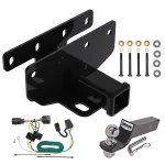 Tow Package For 07-18 Jeep Wrangler JK All Models Trailer Hitch w/ Wiring 2" Drop Mount 2" Ball 2" Receiver