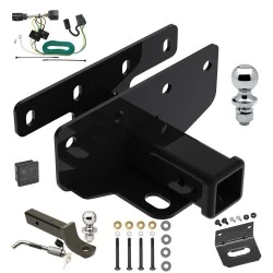 Ultimate Tow Package For 07-18 Jeep Wrangler JK All Models Trailer Hitch w/ Wiring 2" Drop Mount Dual 2" and 1-7/8" Ball Lock Bracket Cover 2" Receiver