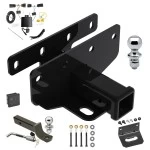 Ultimate Tow Package For 18-27 Jeep Wrangler JL All Models Trailer Hitch w/ Wiring 2" Drop Mount Dual 2" and 1-7/8" Ball Lock Bracket Cover 2" Receiver