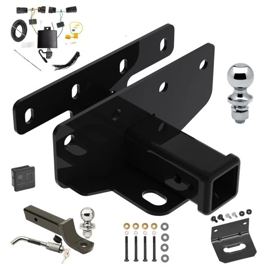 Ultimate Tow Package For 18-27 Jeep Wrangler JL All Models Trailer Hitch w/ Wiring 2" Drop Mount Dual 2" and 1-7/8" Ball Lock Bracket Cover 2" Receiver