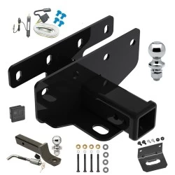 Ultimate Tow Package For 07-18 Jeep Wrangler JK 18-25 JL Trailer Hitch w/ Wiring 2" Drop Mount Dual 2" and 1-7/8" Ball Lock Bracket Cover 2" Receiver