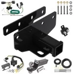 Trailer Hitch Tow Package w/ 7-Way RV Wiring For 07-18 Jeep Wrangler JK All Models w/ 2" Drop Mount 2" Ball Class 3 2" Receiver