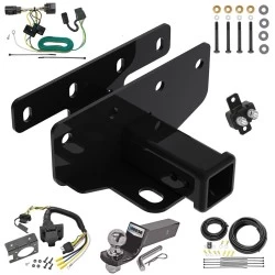 Trailer Hitch Tow Package w/ 7-Way RV Wiring For 07-18 Jeep Wrangler JK All Models w/ 2" Drop Mount 2" Ball Class 3 2" Receiver