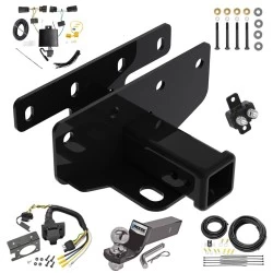 Trailer Hitch Tow Package w/ 7-Way RV Wiring For 18-27 Jeep Wrangler JL All Models w/ 2" Drop Mount 2" Ball Class 3 2" Receiver