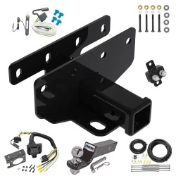 Trailer Hitch Tow Package w/ 7-Way RV Wiring For 07-18 Jeep Wrangler JK 18-25 JL w/ 2" Drop Mount 2" Ball Class 3 2" Receiver