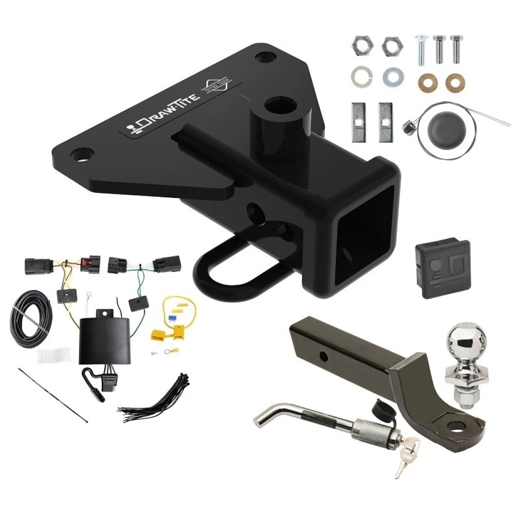 Custom Fit Trailer Hitch Wiring Harness (Plug & Play) 2" Drop Ball-Mount w/ Locking Pin/Clip 2" Chrome Ball Rubber Hitch Plug Cover Installation Hardware Installation Instructions 76384 118786 7005111 7010 Draw-Tite Trailer Tow Hitch 20-23 J Trailer Tow Hitch For For 20-25 Jeep Gladiator Deluxe Package Wiring 2" Ball Mount and Lock