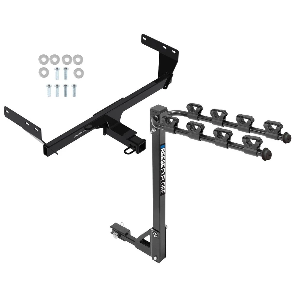 Trailer Tow Hitch For 21-24 Nissan Rogue 2" Receiver Class 3 Tilt Away Adult or Child Arms Fold Down 4 Bike Carrier