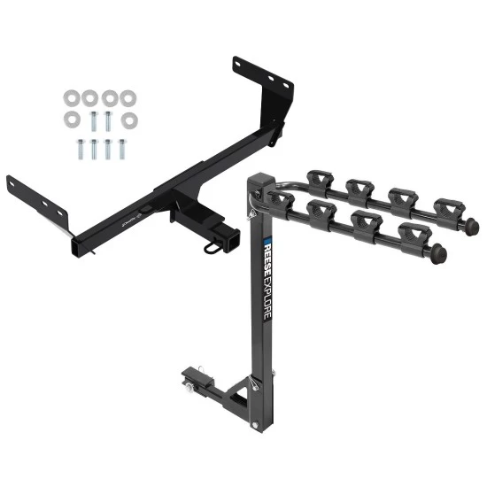 Trailer Tow Hitch For 21-24 Nissan Rogue 2" Receiver Class 3 Tilt Away Adult or Child Arms Fold Down 4 Bike Carrier