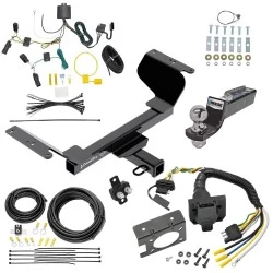 Trailer Hitch Tow Package w/ 7-Way RV Wiring For 18-25 GMC Terrain Gasoline, w/o Factory Tow PKG w/ 2" Drop Mount 2" Ball Class 3 2" Receiver