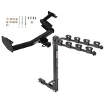 Trailer Tow Hitch w/ 4 Bike Rack For 20-25 Hyundai Palisade KIA Telluride tilt away adult or child arms fold down carrier