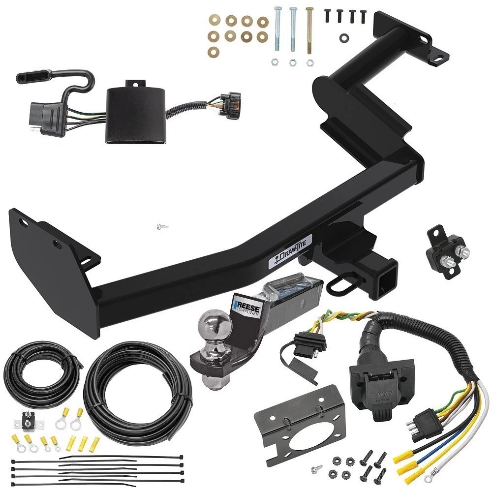 Trailer Hitch Tow Package w/ 7-Way RV Wiring For 20-22 Hyundai Palisade KIA Telluride w/ 2" Drop Mount 2" Ball Class 3 2" Receiver
