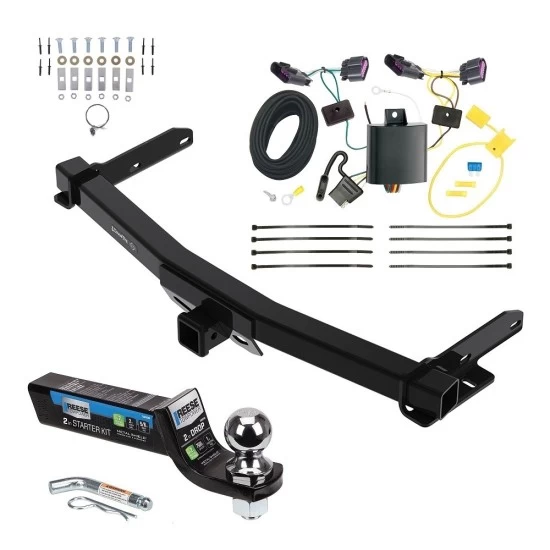 Class 4 7.5K Tow Package For 14-26 Dodge Durango All Models Trailer Hitch w/ Wiring 2" Drop Mount 2" Ball 2" Receiver