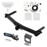 Class 4 7.5K Trailer Hitch Tow Package w/ 7-Way RV Wiring For 14-26 Dodge Durango All Models w/ 2" Drop Mount 2" Ball 2" Receiver