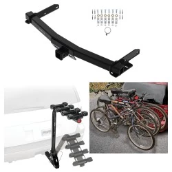 Trailer Hitch w/ 4 Bike Rack For 11-21 Jeep Grand Cherokee Except EcoDiesel 2022 WK 11-26 Dodge Durango Approved for Recreational & Offroad Use Carrier for Adult Woman or Child Bicycles Foldable