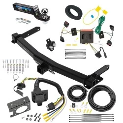 Class 4 7.5K Trailer Hitch Tow Package w/ 7-Way RV Wiring For 11-13 Dodge Durango All Models w/ 2" Drop Mount 2" Ball 2" Receiver