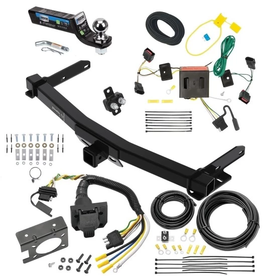 Class 4 7.5K Trailer Hitch Tow Package w/ 7-Way RV Wiring For 11-13 Dodge Durango All Models w/ 2" Drop Mount 2" Ball 2" Receiver