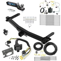 Trailer Hitch Tow Package w/ 7-Way RV Wiring For 14-21 Jeep Grand Cherokee 22-22 WK w/ 2" Drop Mount 2" Ball Class 4 2" Receiver