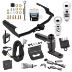 For 2018-2019 Lexus RX350L Trailer Hitch Tow PKG w/ 4-Flat Wiring + Adjustable Drop Rise Ball Mount + 2" Ball + 2-5/16" Ball + Wiring Bracket + Hitch Cover + Dual Hitch & Coupler Locks + Wiring Tester + Ball Lube + Electric Grease + Ball Wre