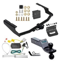 For 2014-2019 Toyota Highlander Trailer Hitch Tow PKG w/ 4-Flat Wiring + Dual Ball Ball Mount 1-7/8" & 2" Trailer Balls + Pin/Clip + Wiring Bracket + Hitch Cover By Draw-Tite