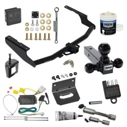 For 14-19Toyota Highlander Trailer Hitch Tow PKG w/ Wiring + Triple Ball Ball Mount 1-7/8" & 2" & 2-5/16" Trailer Balls+ Bracket+Cover+Dual Hitch & Locks+Wiring Tester+Ball Lube+Electric Grease+Ball Wrench+Anti Rattle Device