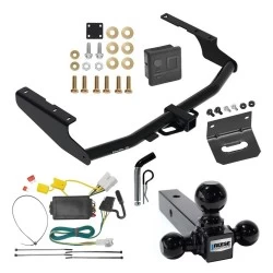 For 2014-2019 Toyota Highlander Trailer Hitch Tow PKG w/ 4-Flat Wiring + Triple Ball Ball Mount 1-7/8" & 2" & 2-5/16" Trailer Balls + Pin/Clip + Wiring Bracket + Hitch Cover By Draw-Tite