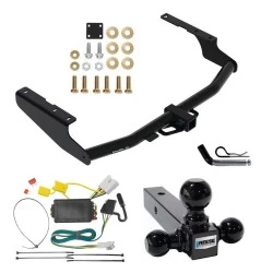 For 2014-2019 Toyota Highlander Trailer Hitch Tow PKG w/ 4-Flat Wiring + Triple Ball Ball Mount 1-7/8" & 2" & 2-5/16" Trailer Balls + Pin/Clip By Draw-Tite