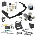 For 2014-2019 Toyota Highlander Trailer Hitch Tow PKG w/ 4-Flat Wiring + Triple Ball Ball Mount 1-7/8" & 2" & 2-5/16" Trailer Balls + Wiring Bracket + Hitch Cover + Dual Hitch & Coupler Locks + Wiring Tester + Ball Lube + Electr