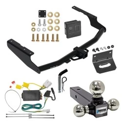 For 2014-2019 Toyota Highlander Trailer Hitch Tow PKG w/ 4-Flat Wiring + Triple Ball Ball Mount 1-7/8" & 2" & 2-5/16" Trailer Balls + Pin/Clip + Wiring Bracket + Hitch Cover By Draw-Tite