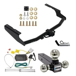 For 2014-2019 Toyota Highlander Trailer Hitch Tow PKG w/ 4-Flat Wiring + Triple Ball Ball Mount 1-7/8" & 2" & 2-5/16" Trailer Balls + Pin/Clip By Draw-Tite
