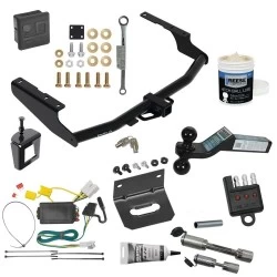 For 14-19 Toyota Highlander Trailer Hitch Tow PKG w/ Wiring + Dual Ball Ball Mount 2" & 2-5/16" Trailer Balls + Bracket+Cover+Dual Hitch & Coupler Locks+Wiring Tester + Ball Lube + Electric Grease + Ball Wrench + Anti Rattle Device