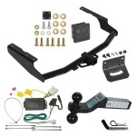 For 2014-2019 Toyota Highlander Trailer Hitch Tow PKG w/ 4-Flat Wiring + Dual Ball Ball Mount 2" & 2-5/16" Trailer Balls + Pin/Clip + Wiring Bracket + Hitch Cover By Draw-Tite