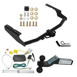 For 2014-2019 Toyota Highlander Trailer Hitch Tow PKG w/ 4-Flat Wiring + Dual Ball Ball Mount 2" & 2-5/16" Trailer Balls + Pin/Clip By Draw-Tite