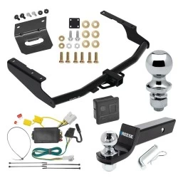 For 14-19 Toyota Highlander Trailer Hitch Tow PKG w/ 4-Flat Wiring + Starter Kit Ball Mount w/ 2" Drop & 2" Ball + 1-7/8" Ball + Wiring Bracket + Hitch Cover By Draw-Tite