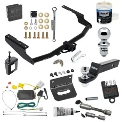 For 14-19 Toyota Highlander Trailer Hitch Tow PKG w/ Wiring + Starter Kit Ball Mount w/ 2" Drop & 2" Ball + 1-7/8" Ball+Bracket+Cover+Dual Hitch & Locks+Wiring Tester+Ball Lube+Electric Grease+Ball Wrench+Anti Rattle Device 