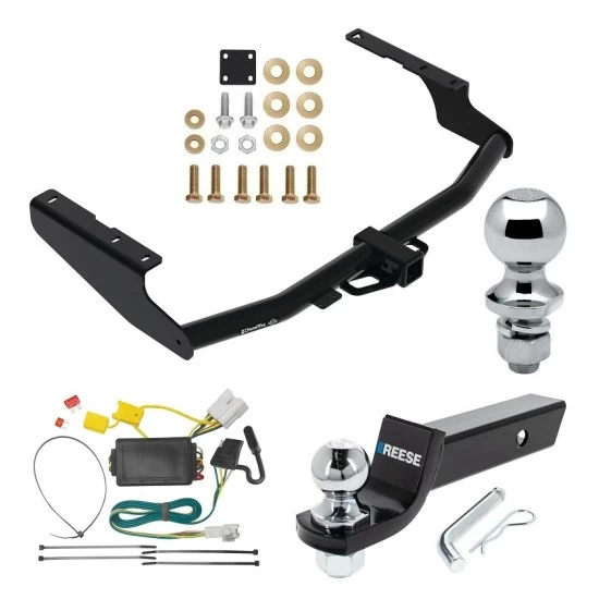 For 2014-2019 Toyota Highlander Trailer Hitch Tow PKG w/ 4-Flat Wiring + Starter Kit Ball Mount w/ 2" Drop & 2" Ball + 1-7/8" Ball By Draw-Tite