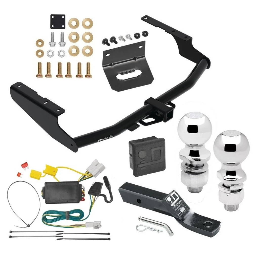 For 2014-2019 Toyota Highlander Trailer Hitch Tow PKG w/ 4-Flat Wiring + Ball Mount w/ 2" Drop + 2" Ball + 2-5/16" Ball + Wiring Bracket + Hitch Cover By Draw-Tite