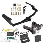 For 2014-2019 Toyota Highlander Trailer Hitch Tow PKG w/ 4-Flat Wiring + Adjustable Drop Rise Triple Ball Ball Mount 1-7/8" & 2" & 2-5/16" Trailer Balls + Pin/Clip + Wiring Bracket + Hitch Cover By Draw-Tite