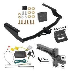 For 2014-2019 Toyota Highlander Trailer Hitch Tow PKG w/ 4-Flat Wiring + Dual Adjustable Drop Rise Ball Ball Mount 2" & 2-5/16" Trailer Balls + Pin/Clip + Wiring Bracket + Hitch Cover By Draw-Tite