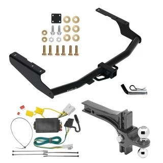 For 2014-2019 Toyota Highlander Trailer Hitch Tow PKG w/ 4-Flat Wiring + Dual Adjustable Drop Rise Ball Ball Mount 2" & 2-5/16" Trailer Balls + Pin/Clip By Draw-Tite