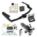 For 2014-2019 Toyota Highlander Trailer Hitch Tow PKG w/ 4-Flat Wiring + Triple Ball Ball Mount 1-7/8" & 2" & 2-5/16" Trailer Balls w/ Tow Hook + Pin/Clip + Wiring Bracket + Hitch Cover By Draw-Tite