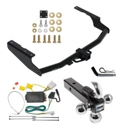 For 2014-2019 Toyota Highlander Trailer Hitch Tow PKG w/ 4-Flat Wiring + Triple Ball Ball Mount 1-7/8" & 2" & 2-5/16" Trailer Balls w/ Tow Hook + Pin/Clip By Draw-Tite