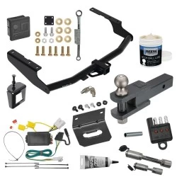 For 2014-2019 Toyota Highlander Trailer Hitch Tow PKG Wiring + Clevis Hitch Ball Mount w/ 2" Ball +Bracket+Cover+Dual Hitch & Locks+Wiring Tester + Ball Lube+Electric Grease+Ball Wrench+Anti Rattle Device