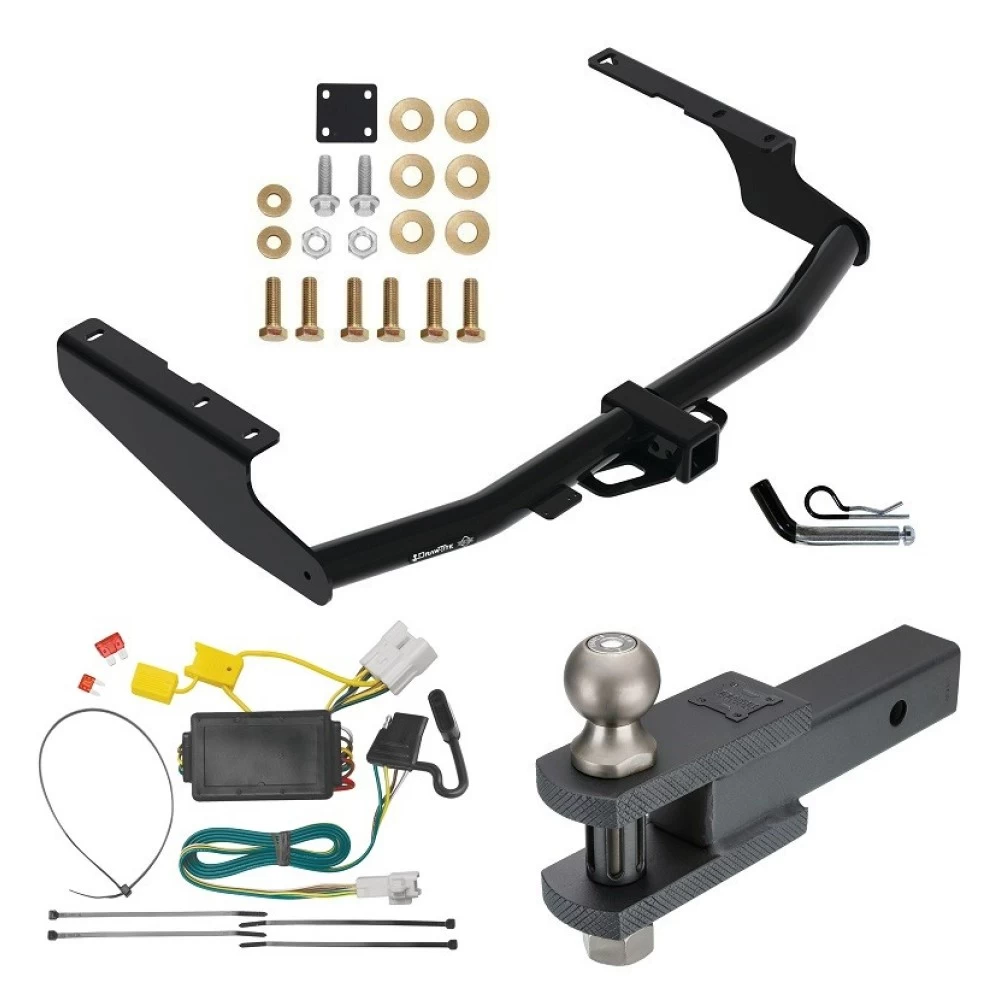 For 2014-2019 Toyota Highlander Trailer Hitch Tow PKG w/ 4-Flat Wiring + Clevis Hitch Ball Mount w/ 2" Ball + Pin/Clip By Draw-Tite